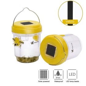 1pc Solar Power Wasp Trap Hanging; Outdoor Bee Trap With UV LED Light; Reusable Trapping Bucket For Insects (Quantity: 3pcs, Color: Yellow)