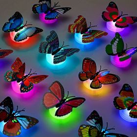 24pcs, 3D LED Butterfly Decoration Night Light Sticker Single And Double Wall Light For Garden Backyard Lawn Party Festive Party Nursery Bedroom Livin (Quantity: 6single+6double)