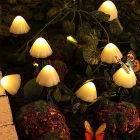 LED Solar Lights Outdoor Garden Waterproof Mushroom String Lawn Lamps Cute Fairy Light Landscape Lamp Path Yard Lawn Patio Decor (Wattage: 5M 20LEDs, Emitting Color: Warm white)