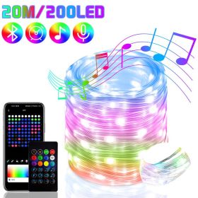 2023 Bluetooth RGB IC Christmas Fairy Light APP Control LED String Light Smart Music Rhythm Waterproof Xmas Light New Year Party (Ships From: CN, Emitting Color: 20M 200LED White)