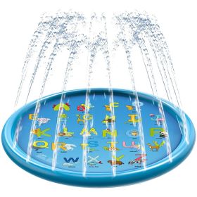 100/170 CM Children Pet Water Mat Summer Beach Inflatable Water Spray Pad Lawn Swimming Pool Mat Pet Sprinkler Outdoor Game Toy (Color: 170cm Light blue A, Ships From: China)