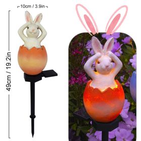 Cute Solar Garden Lights Easter Rabbit Solar LED Lights Waterproof Resin Landscape Lamp Outdoor Solar Lights Party Pathway Yard (Ships From: CN, Emitting Color: LLA0012112-A)