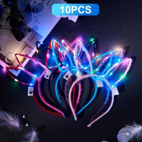 Easter Headwear Led Bunny Ears Headbands Glowing Rabbit Cat Party Light Up Blinking Headwear Wedding Birthday Holiday Gift Decor (Color: Light B, Ships From: China)