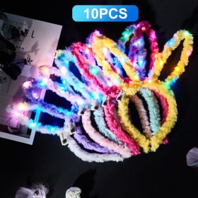 Easter Headwear Led Bunny Ears Headbands Glowing Rabbit Cat Party Light Up Blinking Headwear Wedding Birthday Holiday Gift Decor (Color: Light E, Ships From: China)