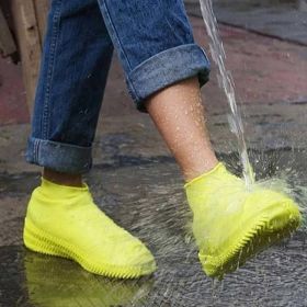 Vintage Rubber Boots Reusable Latex Waterproof Rain Shoes Cover Non-Slip Silicone Overshoes Boot Covers Unisex Shoes Accessories (Color: Yellow, size: L)