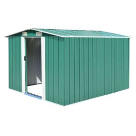 Garden Shed 101.2"x117.3"x70.1" Metal Green (Color: Green)