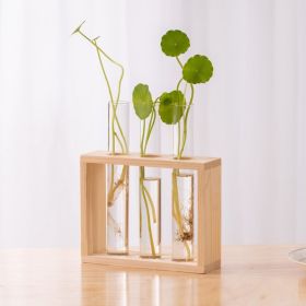 Hydroponic Wooden Stand Vase Fresh Living Room Simple Decorative Ornaments (Option: Three bottle wood color)