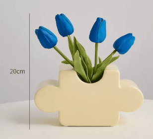 Ceramic Jigsaw Vase Ornaments Household Living Room Decoration Flower Arranger (Option: Combination1)