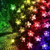 Solar Cherry Blossom Light String LED Peach Blossom Decorative Lights Christmas Festival Courtyard Transparent Flower Light Belt