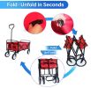 Outdoor Folding Wagon Garden ; Large Capacity Folding Wagon Garden Shopping Beach Cart ; Heavy Duty Foldable Cart; for Outdoor Activities; Beaches; Pa