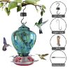 Hummingbird Feeder for Outdoors Hand Blown Colorful Glass Feeder with Ant Moat Gardening Supplies Bird Feeder Ant Proof