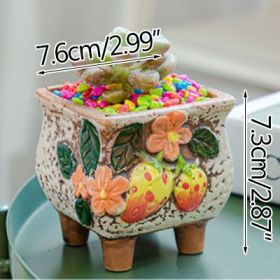 Square Creative Cute Cartoon Ceramic Succulent Pot (Option: White-B)